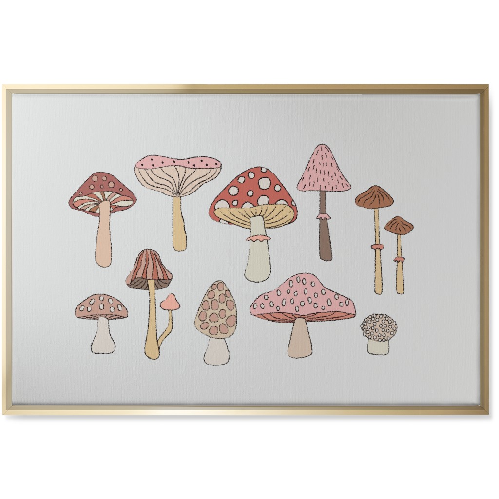 Mushrooms - Blush Wall Art, Gold, Single piece, Canvas, 24x36, Pink, Bright Pink