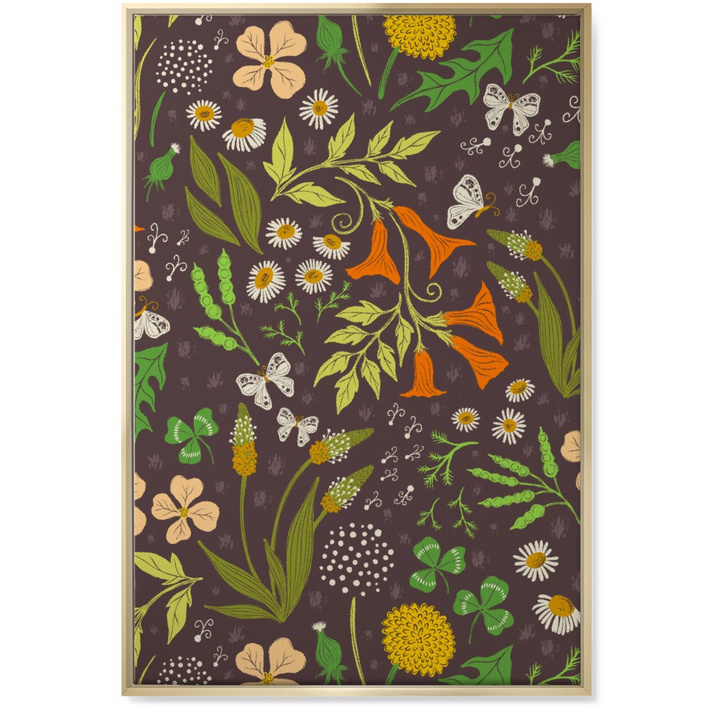 in the Weeds - Multi on Brown Wall Art, Gold, Single piece, Canvas, 24x36, Brown