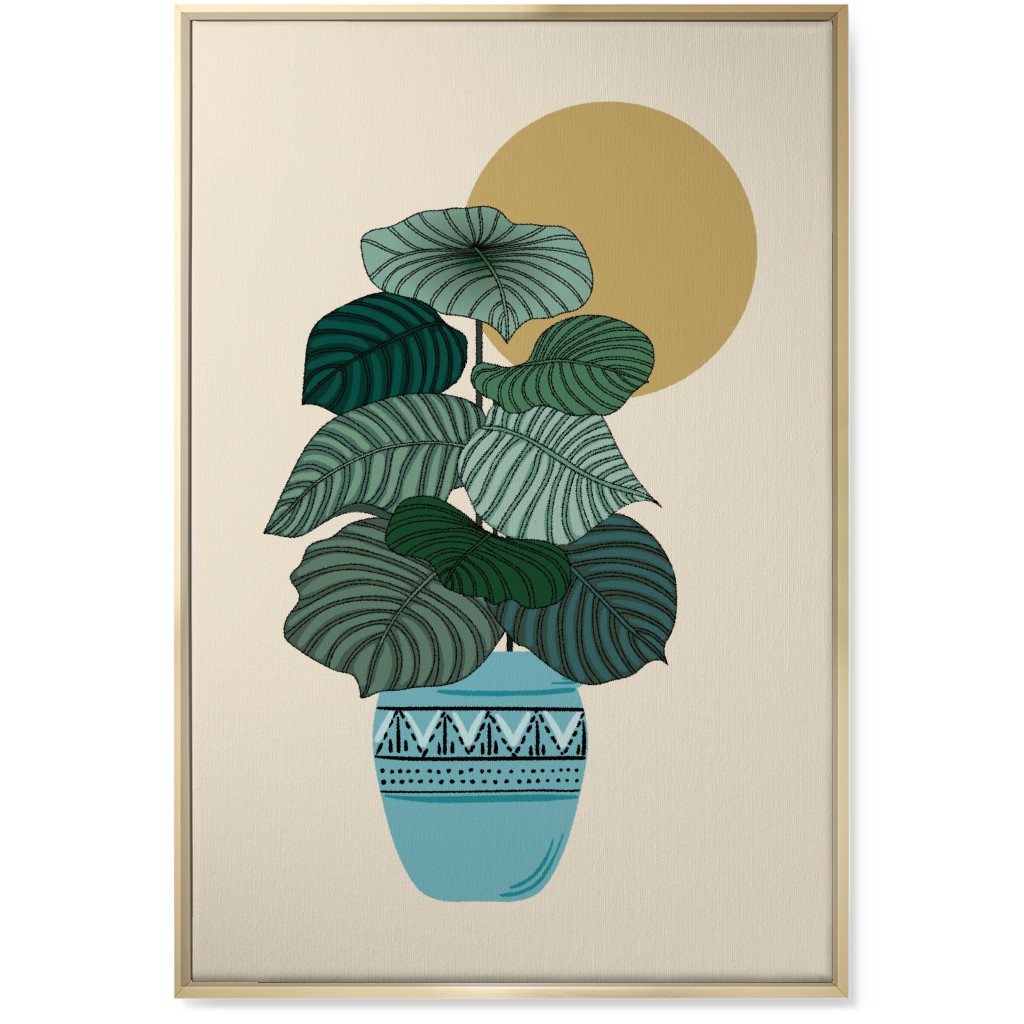 Calla - Green and Beige Wall Art, Gold, Single piece, Canvas, 24x36, Green