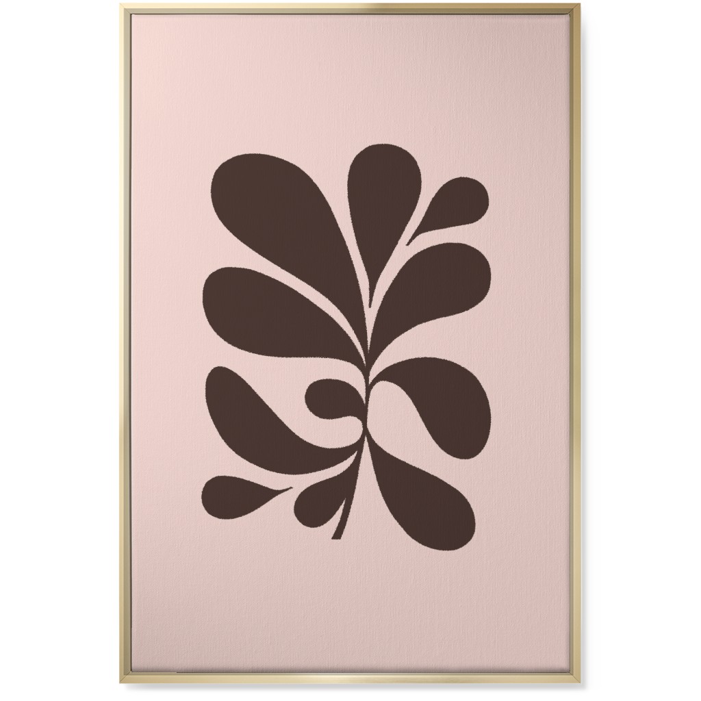 Minimal Foliage - Pink and Brown Wall Art, Gold, Single piece, Canvas, 24x36, Pink, Bright Pink