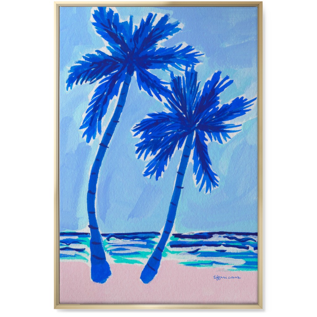 Palm Beach Vibes - Blue Wall Art, Gold, Single piece, Canvas, 24x36, Blue