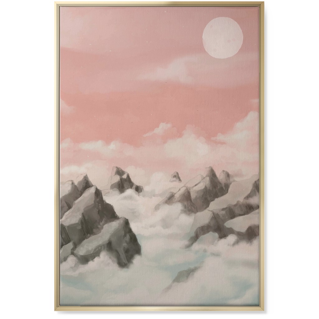 a View From the Mountain Peak Wall Art, Gold, Single piece, Canvas, 24x36, Pink, Bright Pink