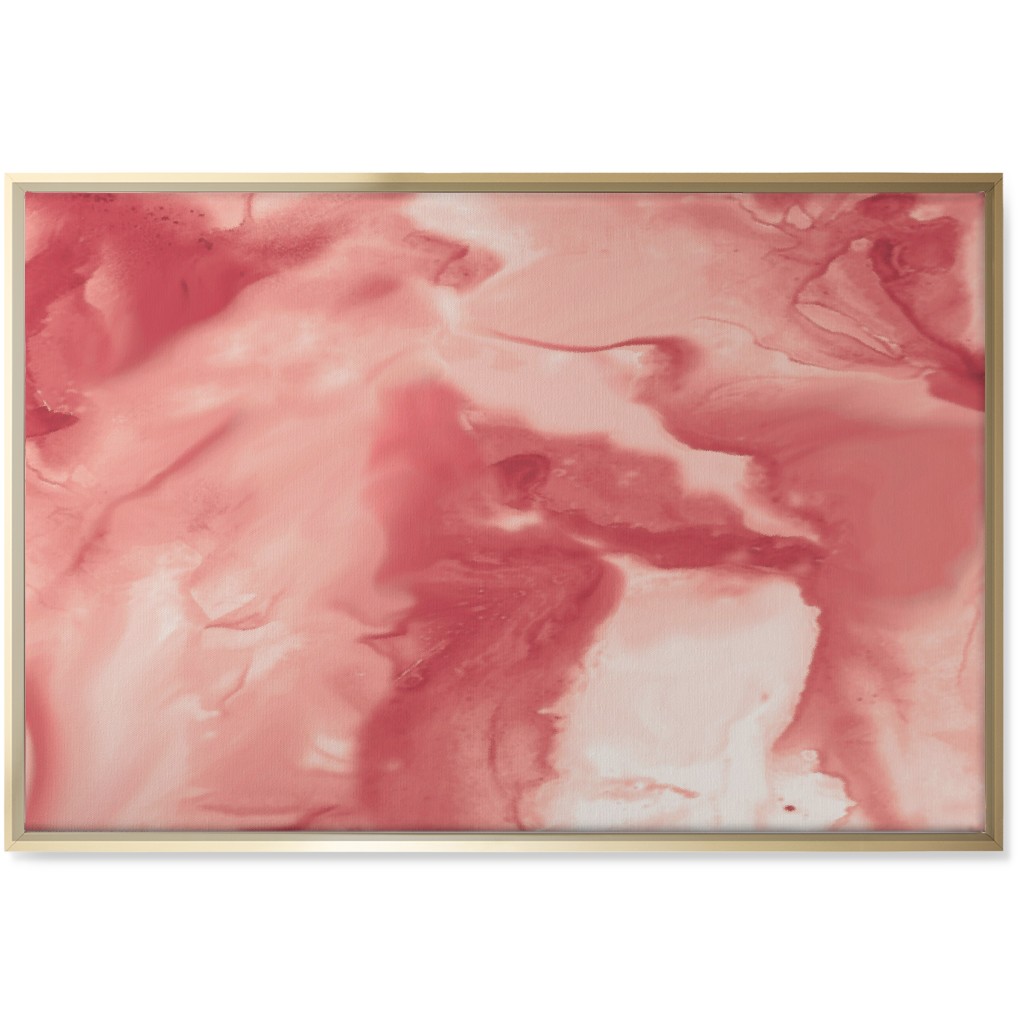 Abstract Watercolor Marble Wall Art, Gold, Single piece, Canvas, 24x36, Pink