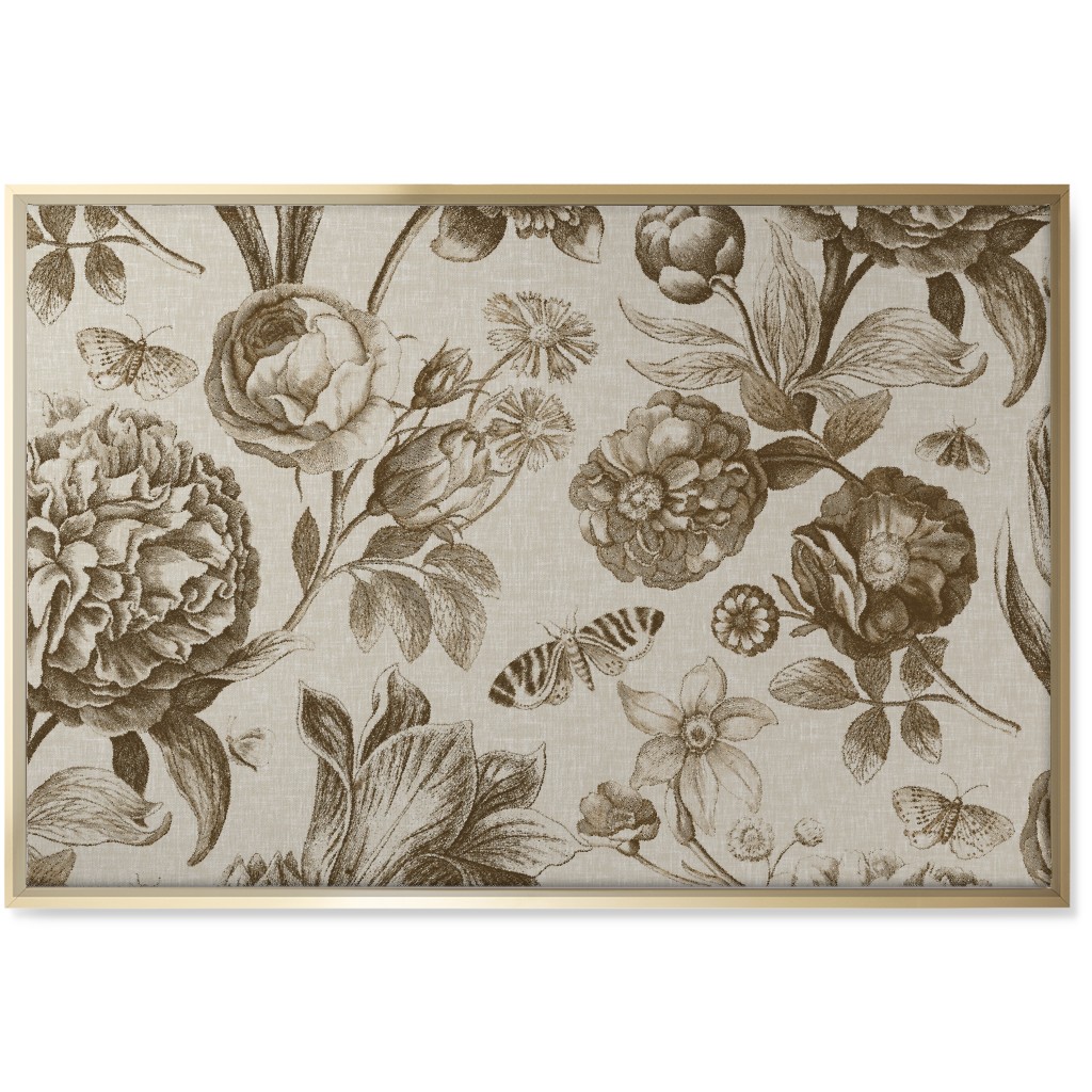 Windsor Botanical in Oyster Wall Art, Gold, Single piece, Canvas, 24x36, Brown, Brown