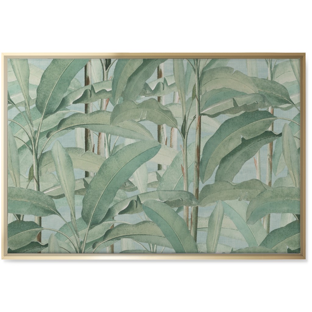 Lush Tropical Leaves Wall Art, Gold, Single piece, Canvas, 24x36, Green