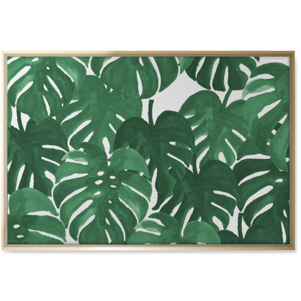 Tropical Palms - Green Wall Art, Gold, Single piece, Canvas, 24x36, Green