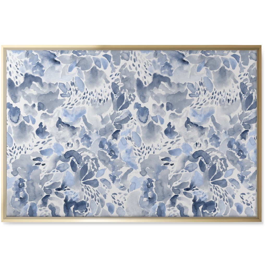 Happy Abstract Watercolor Wall Art, Gold, Single piece, Canvas, 24x36, Blue
