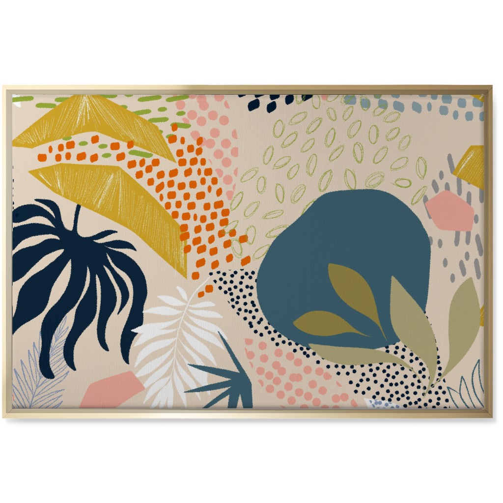 Tropical Foliage - Multi Wall Art, Gold, Single piece, Canvas, 24x36, Multicolor