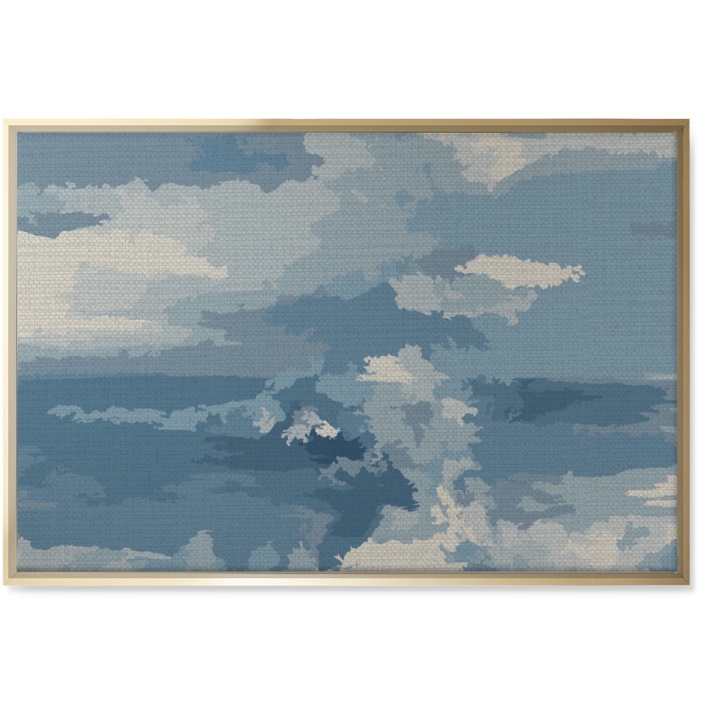 Rough Seas in My Dreams - Blue Wall Art, Gold, Single piece, Canvas, 24x36, Blue