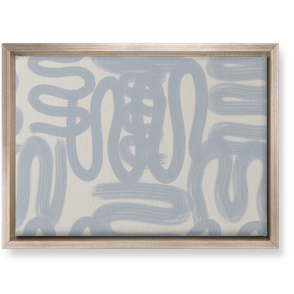 Squiggle - Blue and Cream Wall Art, Metallic, Single piece, Canvas, 10x14, Blue