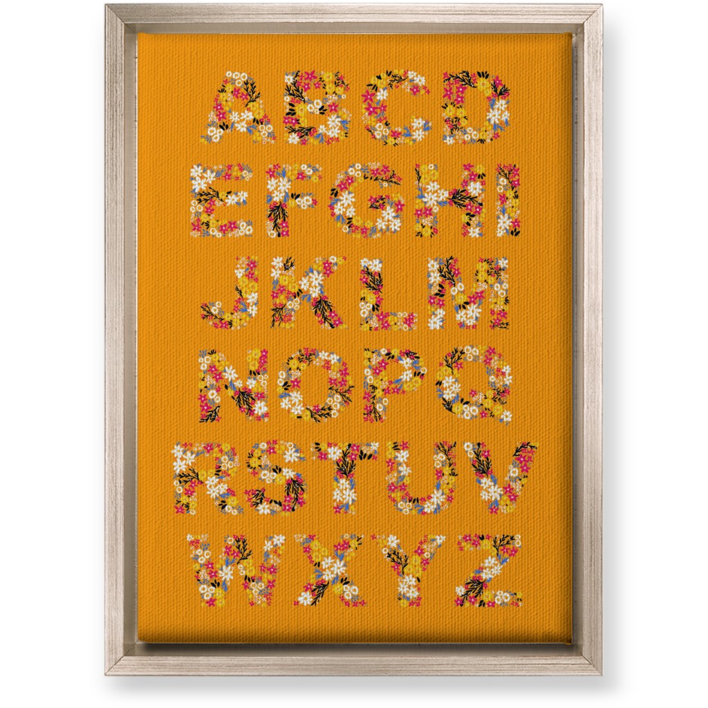 Rustic Wildflower Alphabet Wall Art, Metallic, Single piece, Canvas, 10x14, Orange