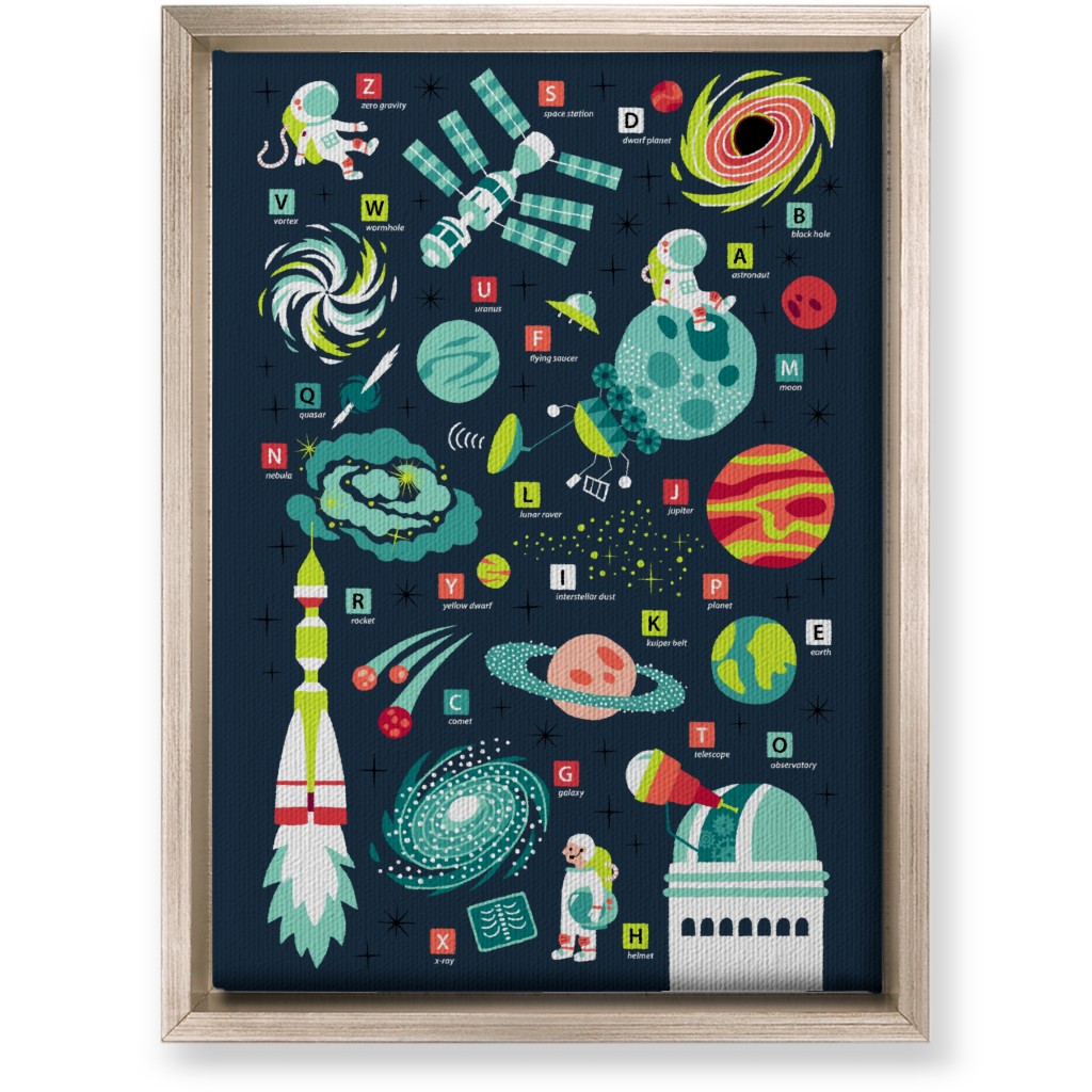 Space Travel Abcs Wall Art, Metallic, Single piece, Canvas, 10x14, Blue, True Blue