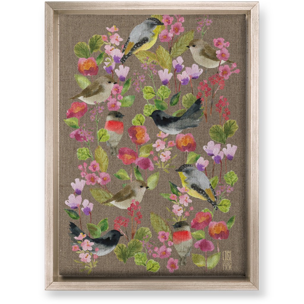 Winter Birds in the Garden Wall Art, Metallic, Single piece, Canvas, 10x14, Multicolor