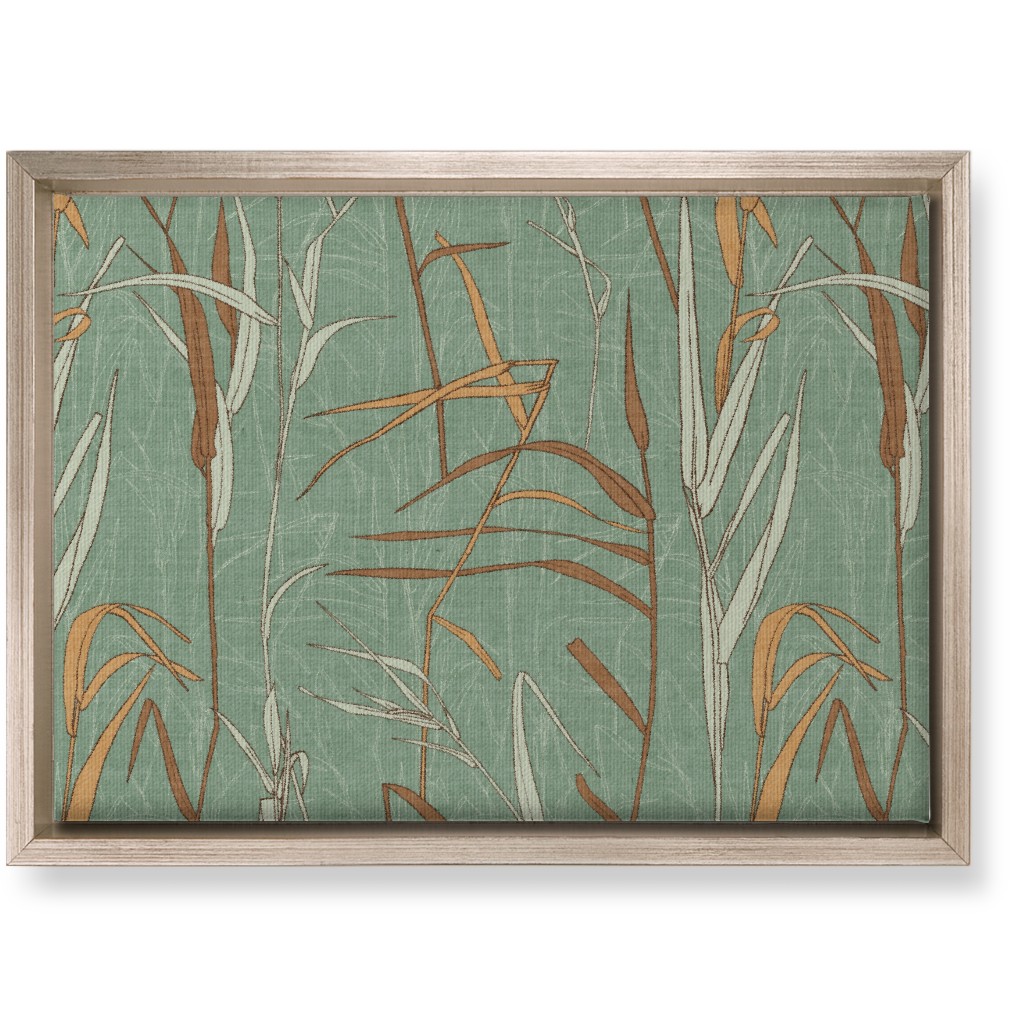 Late Summer Grasses Wall Art, Metallic, Single piece, Canvas, 10x14, Green