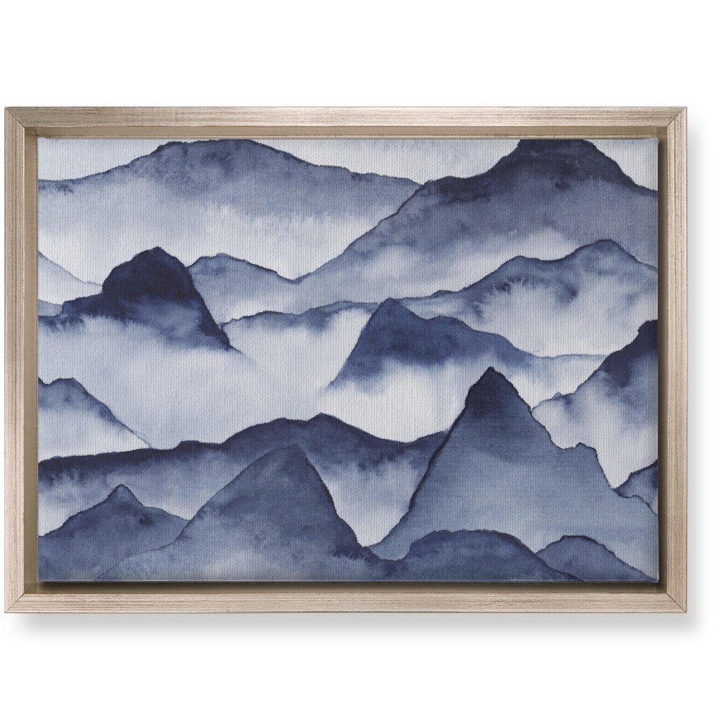 Watercolor Mountains - Blue Wall Art, Metallic, Single piece, Canvas, 10x14, Blue