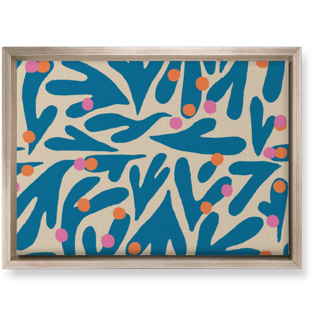 Funky Floral - Blue and White Wall Art, Metallic, Single piece, Canvas, 10x14, Blue, True Blue