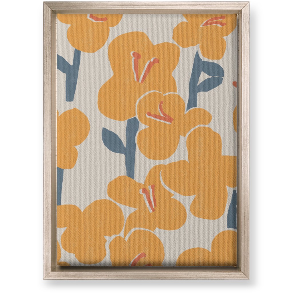 Field of Mod Flowers - Yellow Wall Art, Metallic, Single piece, Canvas, 10x14, Yellow, Classic Yellow