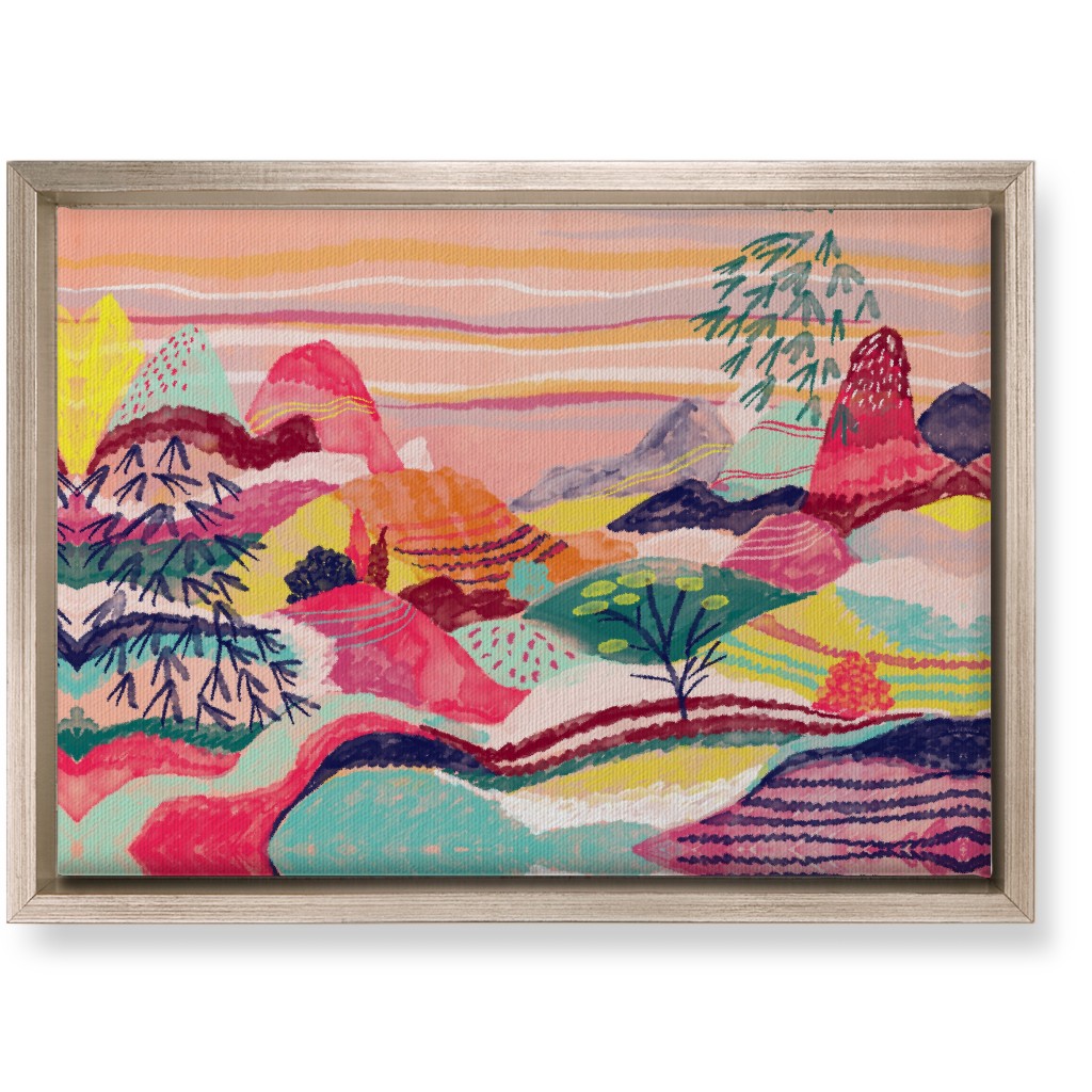 Dreamy Hills Abstract - Vibrant Wall Art, Metallic, Single piece, Canvas, 10x14, Multicolor