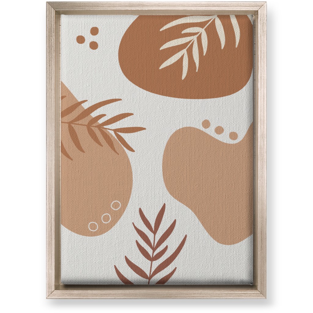 Abstract Shapes and Fern Leaves - Neutral Wall Art, Metallic, Single piece, Canvas, 10x14, Orange, Orange