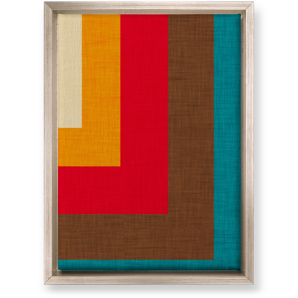Abstract Mod Cube Wall Art, Metallic, Single piece, Canvas, 10x14, Multicolor, Red