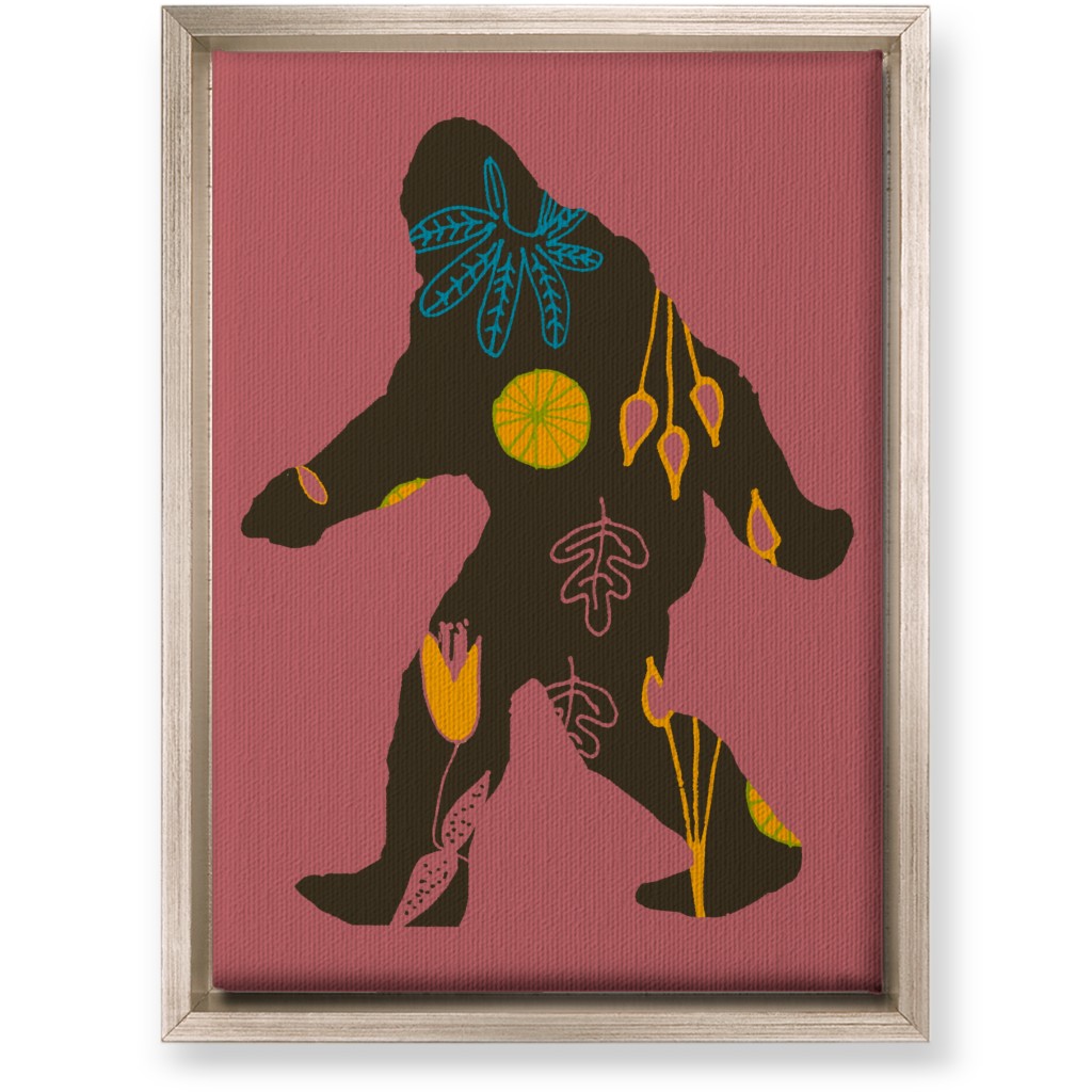 Bigfoot - Multi on Pink Wall Art, Metallic, Single piece, Canvas, 10x14, Pink, Bright Pink