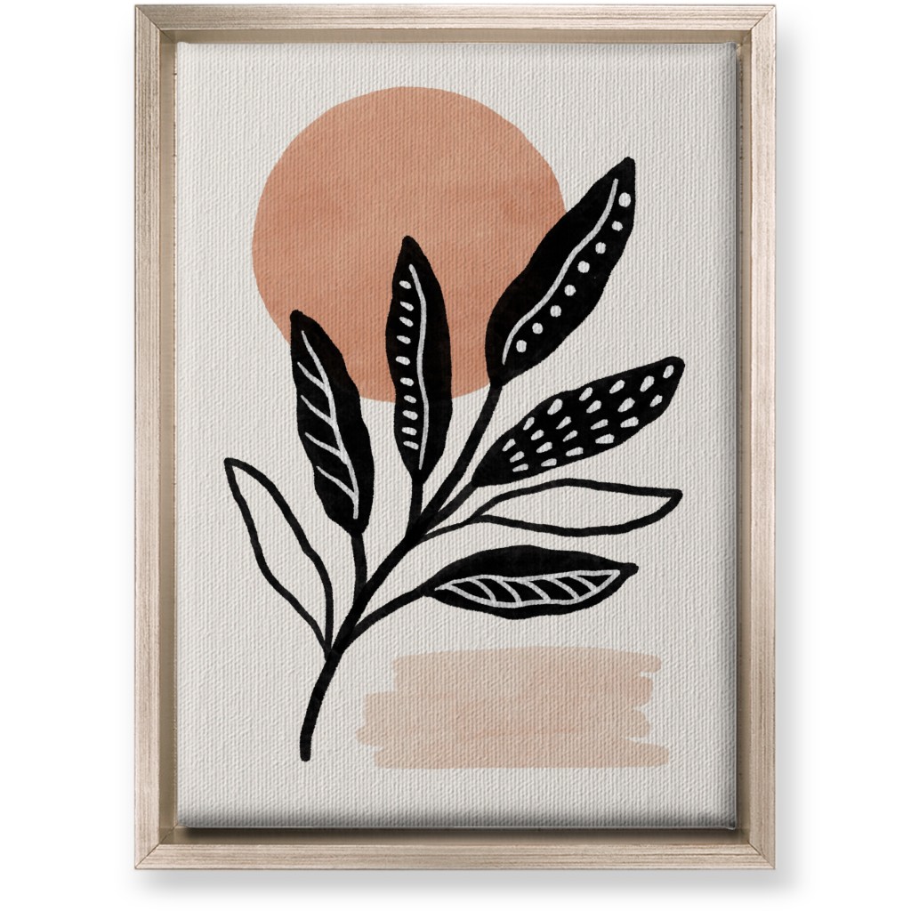 Leaves At Sunset Wall Art, Metallic, Single piece, Canvas, 10x14, Beige