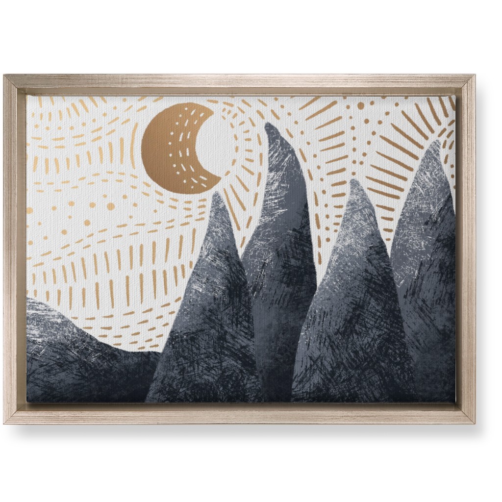 Moonrise Winters Skies - Earth Tones Wall Art, Metallic, Single piece, Canvas, 10x14, Multicolor