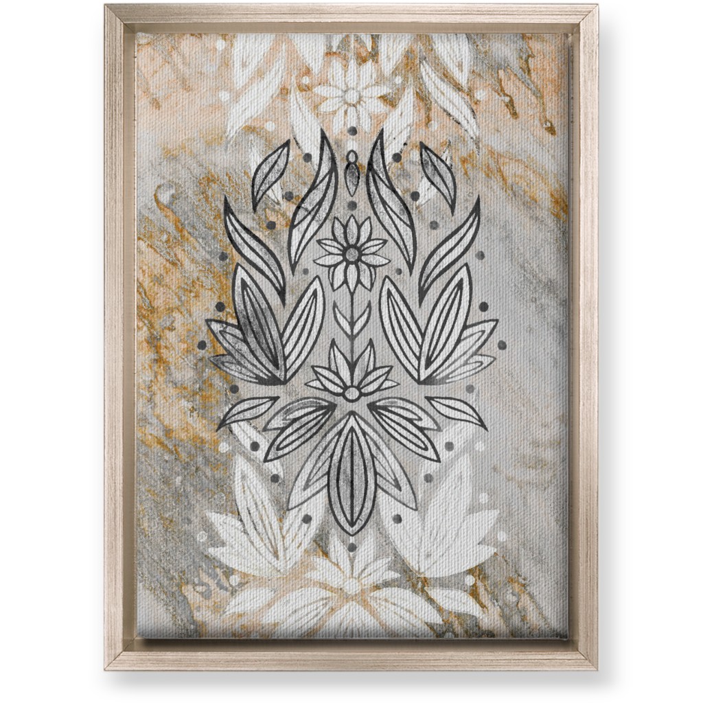 Floral Art Deco Marble Wall Art, Metallic, Single piece, Canvas, 10x14, Gray, Silver Lining