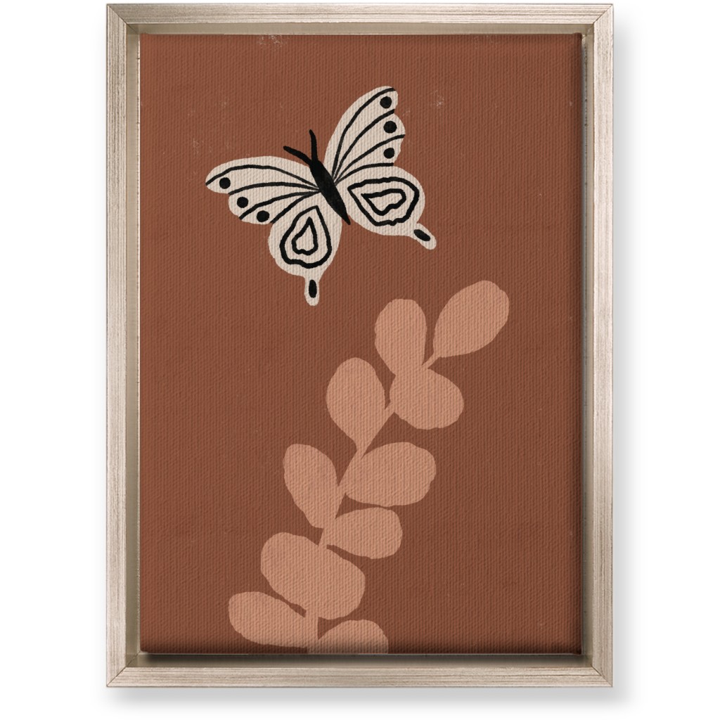 Butterfly and Branch - Warm Wall Art, Metallic, Single piece, Canvas, 10x14, Brown