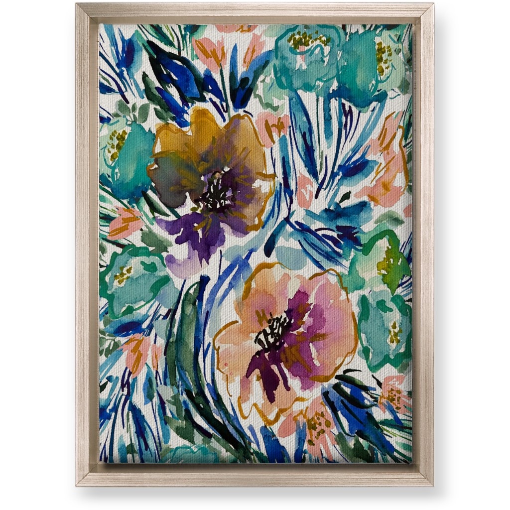 Purple and Blue Florals - Multi Wall Art, Metallic, Single piece, Canvas, 10x14, Multicolor