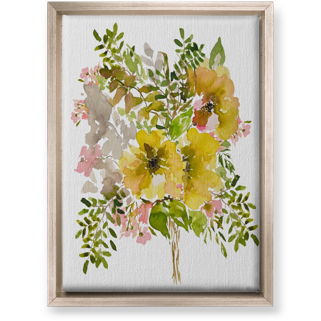 Floral Bouquet - Yellow Wall Art, Metallic, Single piece, Canvas, 10x14, Yellow, Classic Yellow