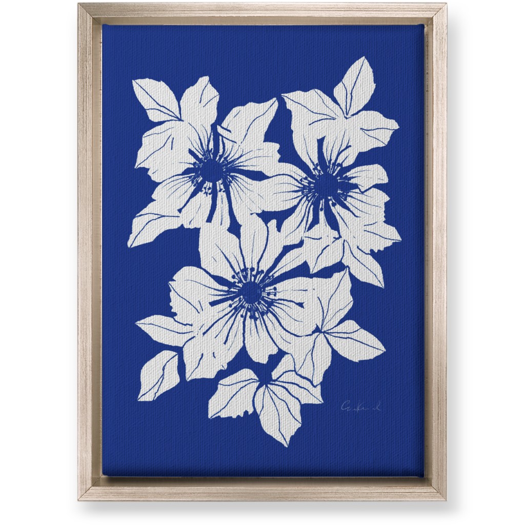 Botanical Big Anemones Wall Art, Metallic, Single piece, Canvas, 10x14, Blue, Royal