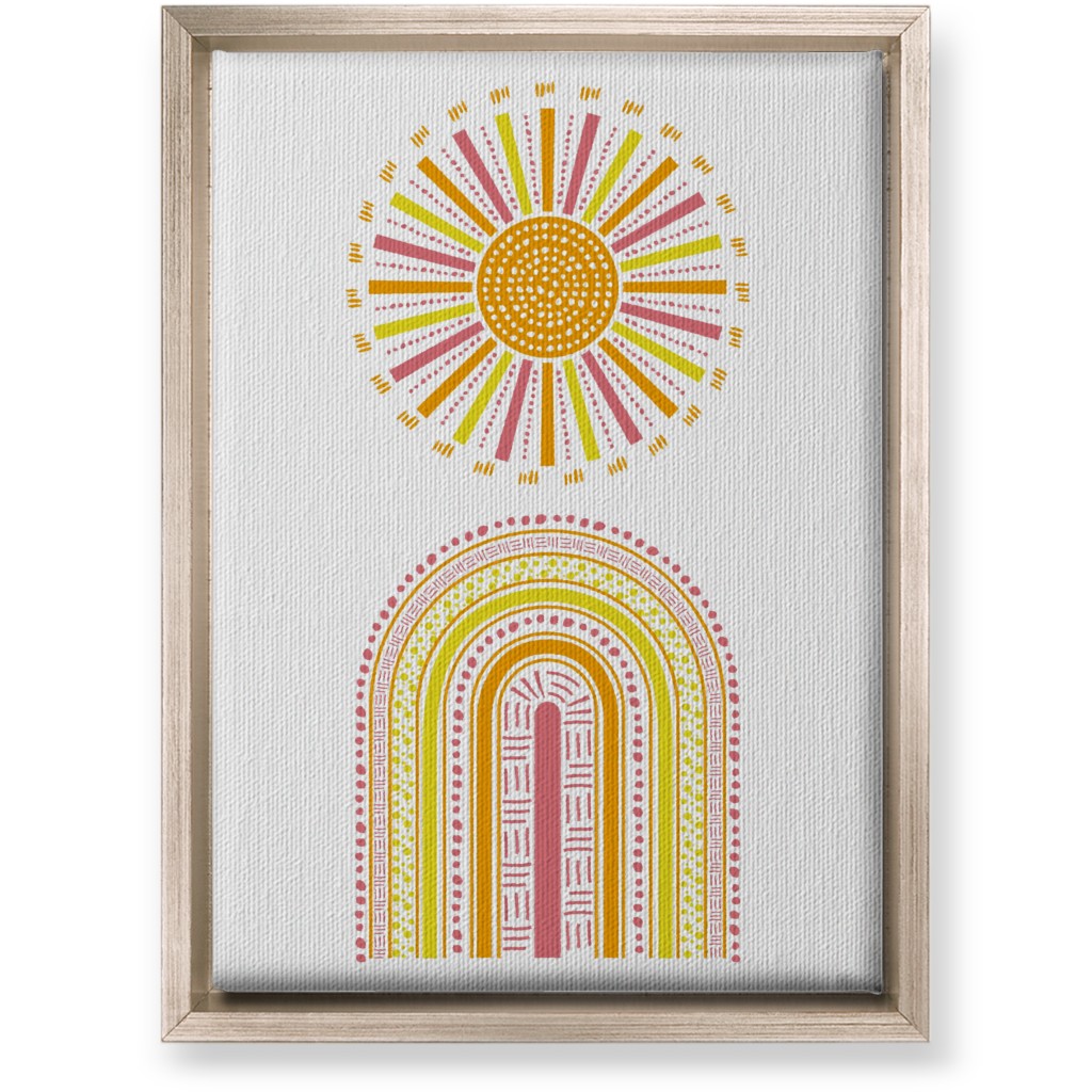 Boho Rainbow and Sun - Warm Wall Art, Metallic, Single piece, Canvas, 10x14, Multicolor