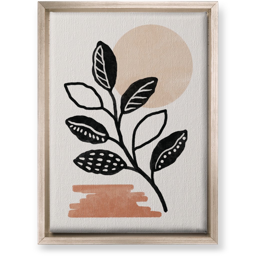 Leaves in the Moonlight Wall Art, Metallic, Single piece, Canvas, 10x14, Beige, Tan