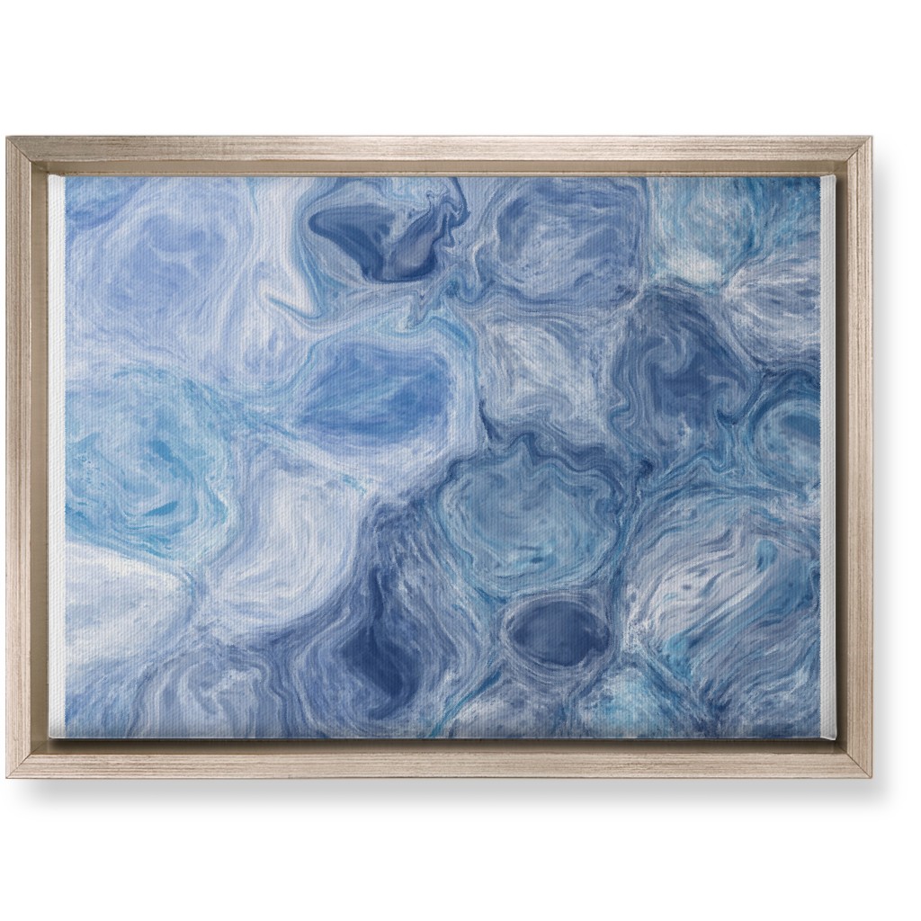 Abstract Acrylic Pour Ripple - Blue Wall Art, Metallic, Single piece, Canvas, 10x14, Blue