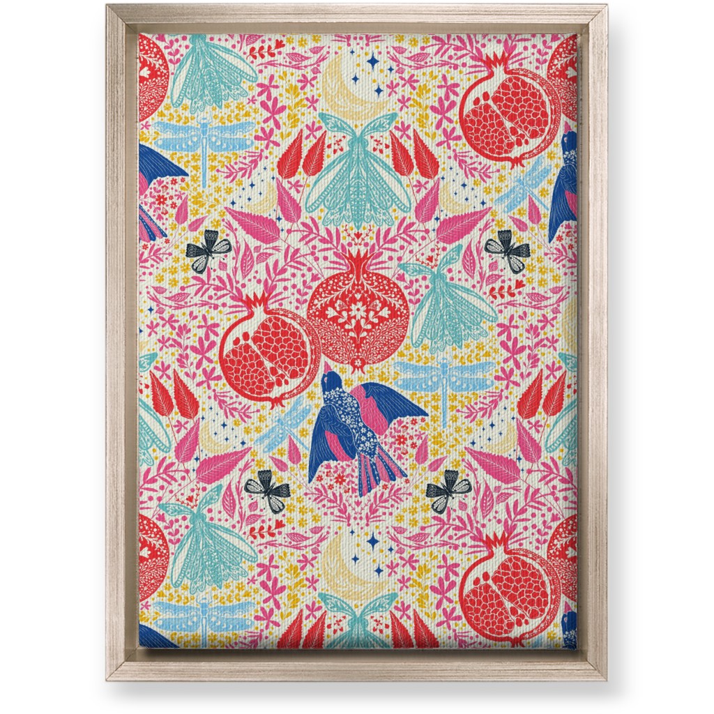 Botanical Pomegranate Garden - Multi Wall Art, Metallic, Single piece, Canvas, 10x14, Multicolor