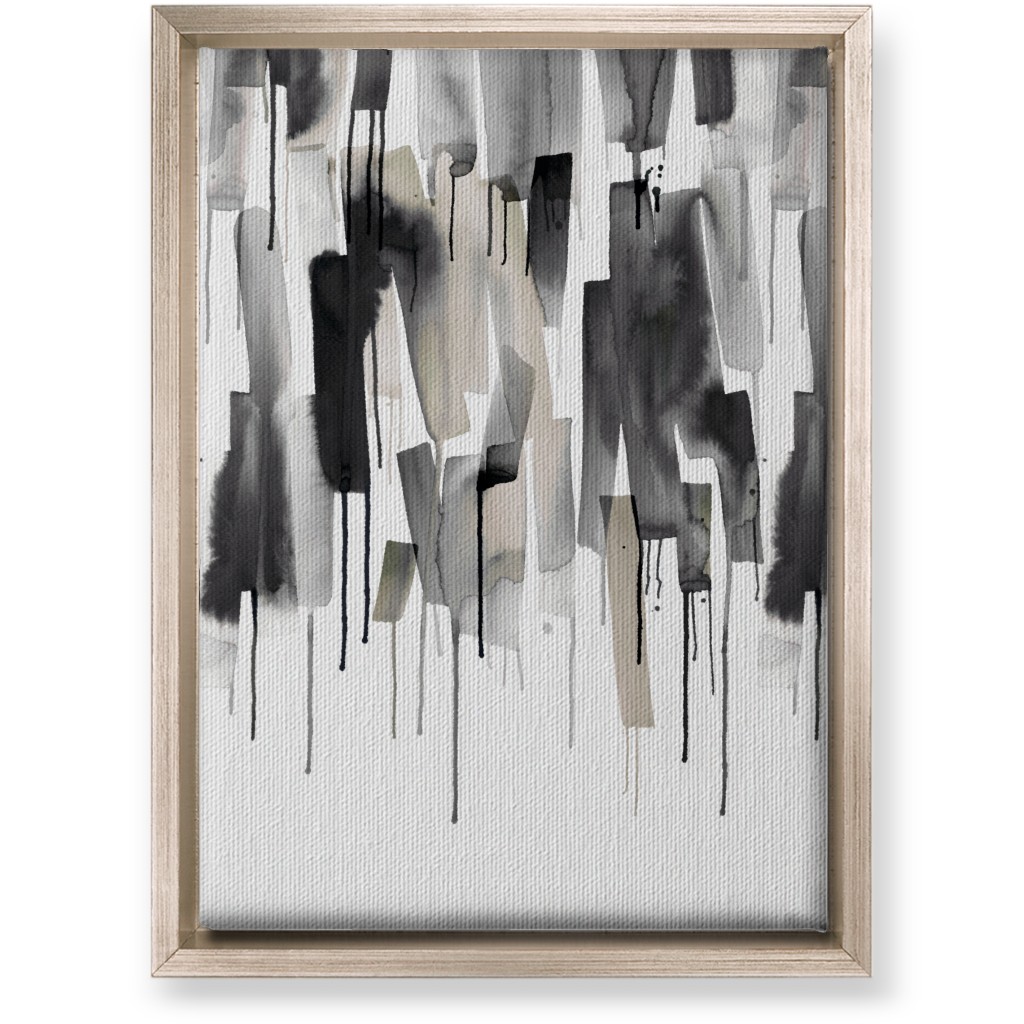 Watery Stripes Wall Art, Metallic, Single piece, Canvas, 10x14, Gray, Smoke