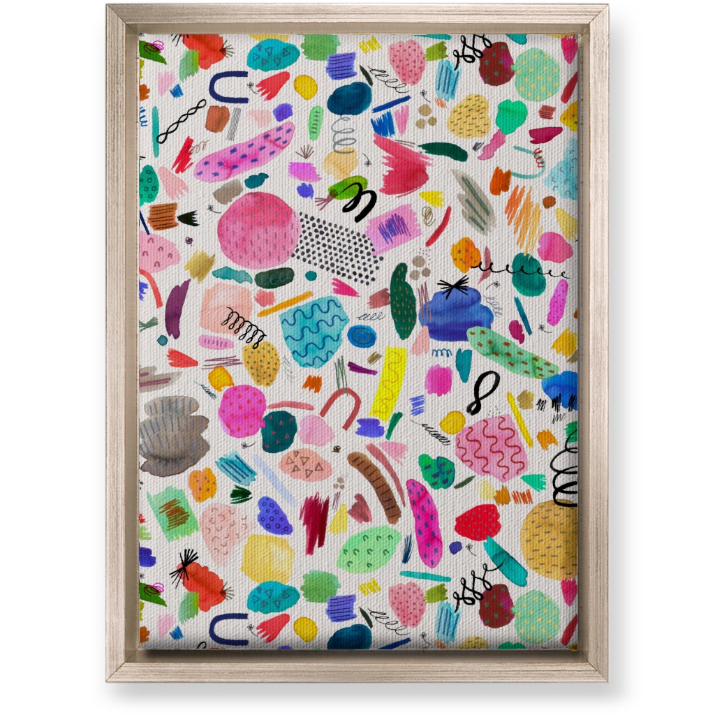 Abstract Marks and Scribbles - Multi Wall Art, Metallic, Single piece, Canvas, 10x14, Multicolor