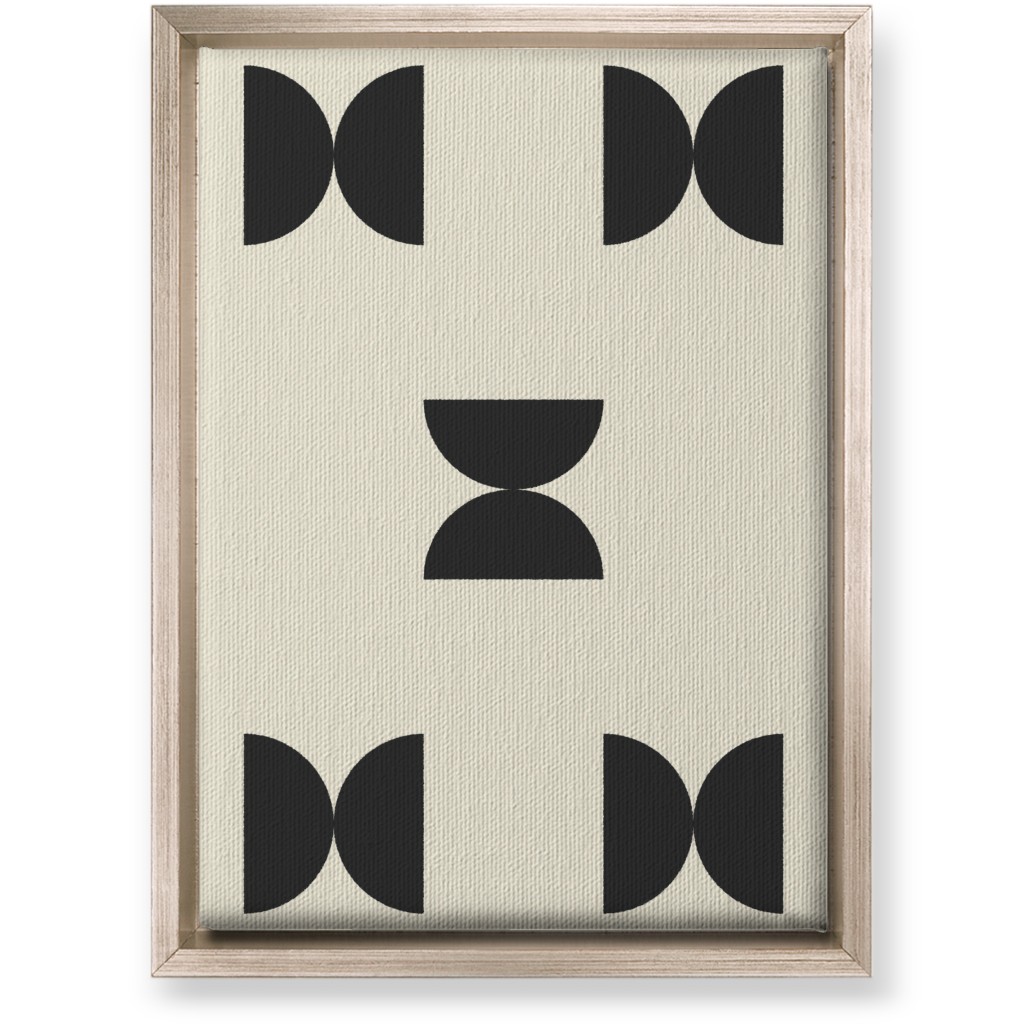 Minimal Geometric Abstract Bauhuas - Cream and Black Wall Art, Metallic, Single piece, Canvas, 10x14, Beige, Pearl
