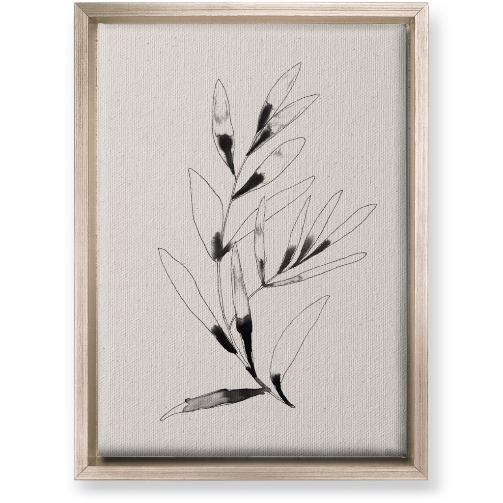 Olive Branch Watercolor - Neutral Wall Art, Metallic, Single piece, Canvas, 10x14, Beige, Pearl