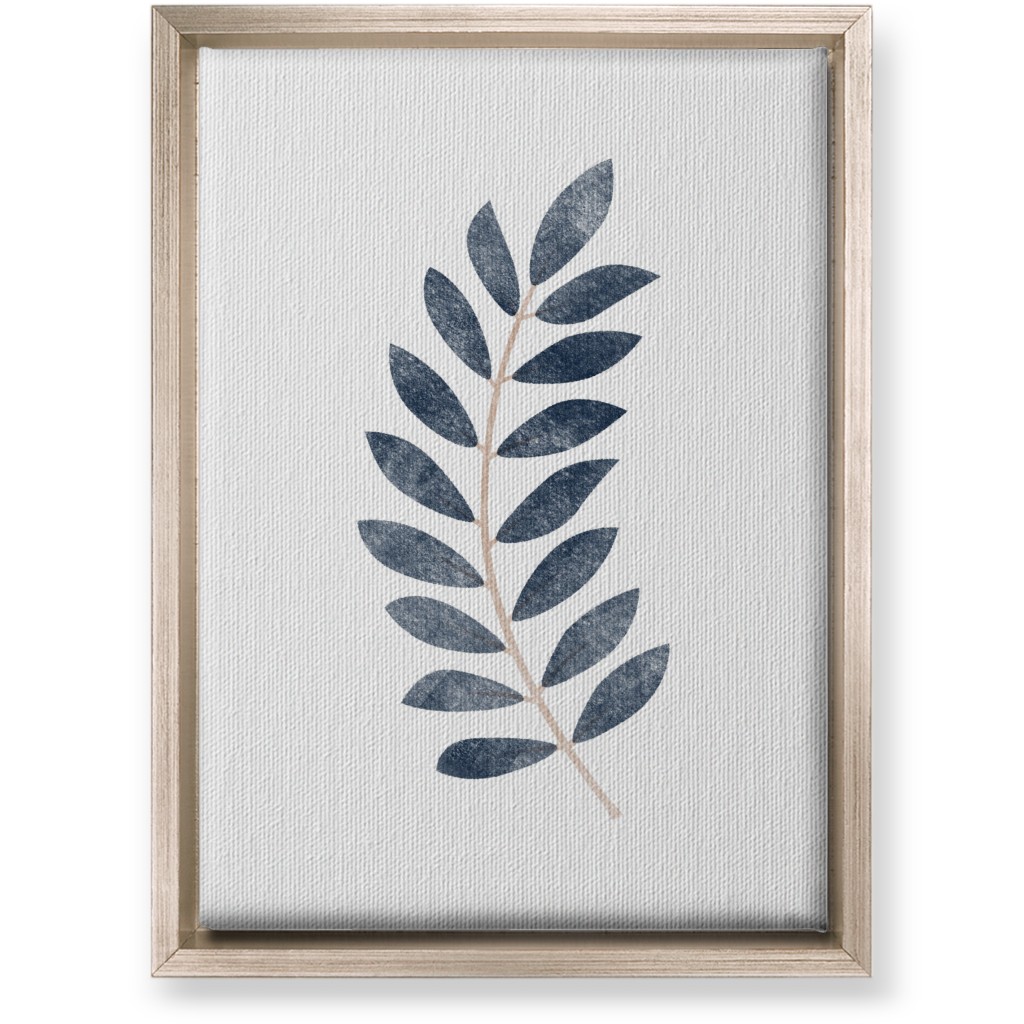 Botanical Leaf Ii Wall Art, Metallic, Single piece, Canvas, 10x14, Blue