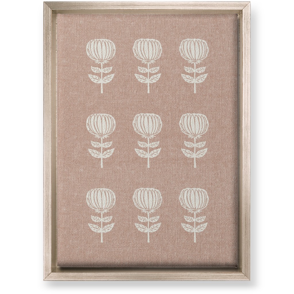 Block Print Floral Wall Art, Metallic, Single piece, Canvas, 10x14, Pink, Alpaca