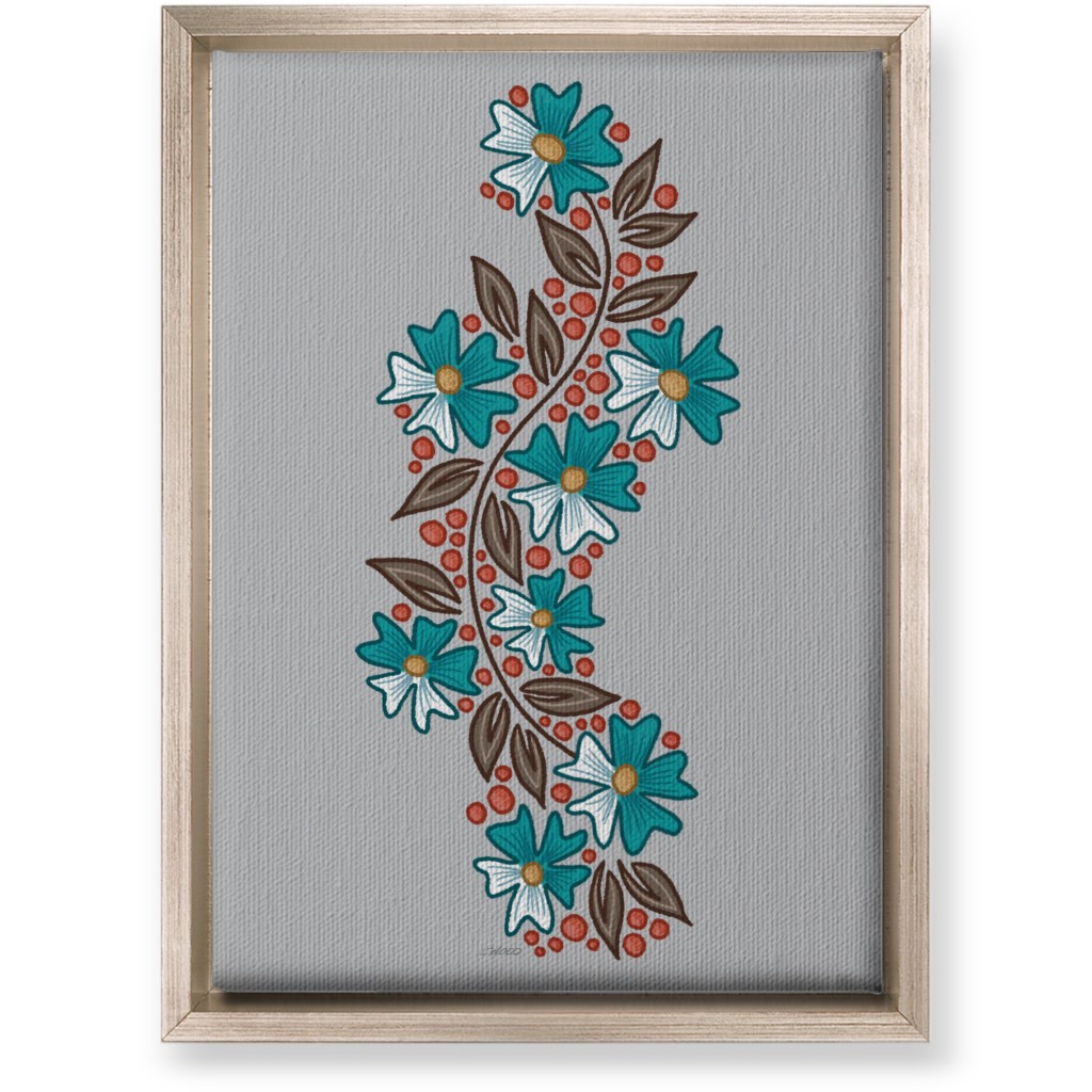 Floral Swish - Multi Wall Art, Metallic, Single piece, Canvas, 10x14, Gray, Gray