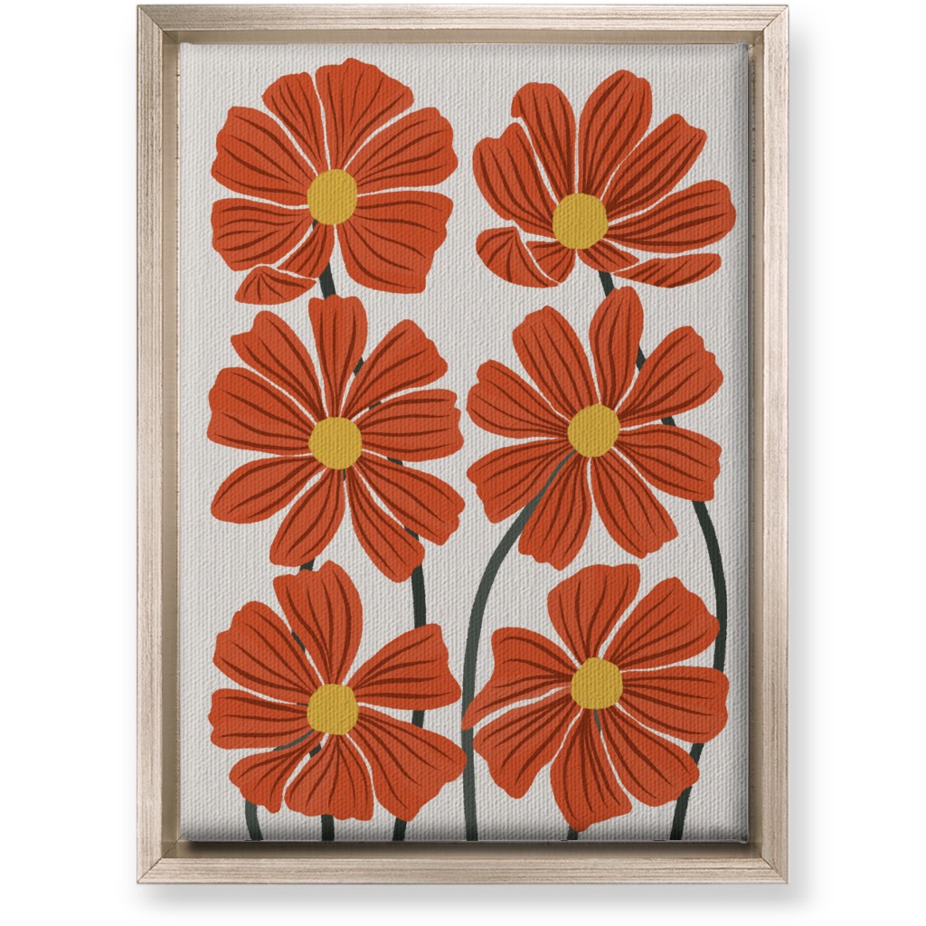 Botanical Cosmos Flowers Wall Art, Metallic, Single piece, Canvas, 10x14, Red