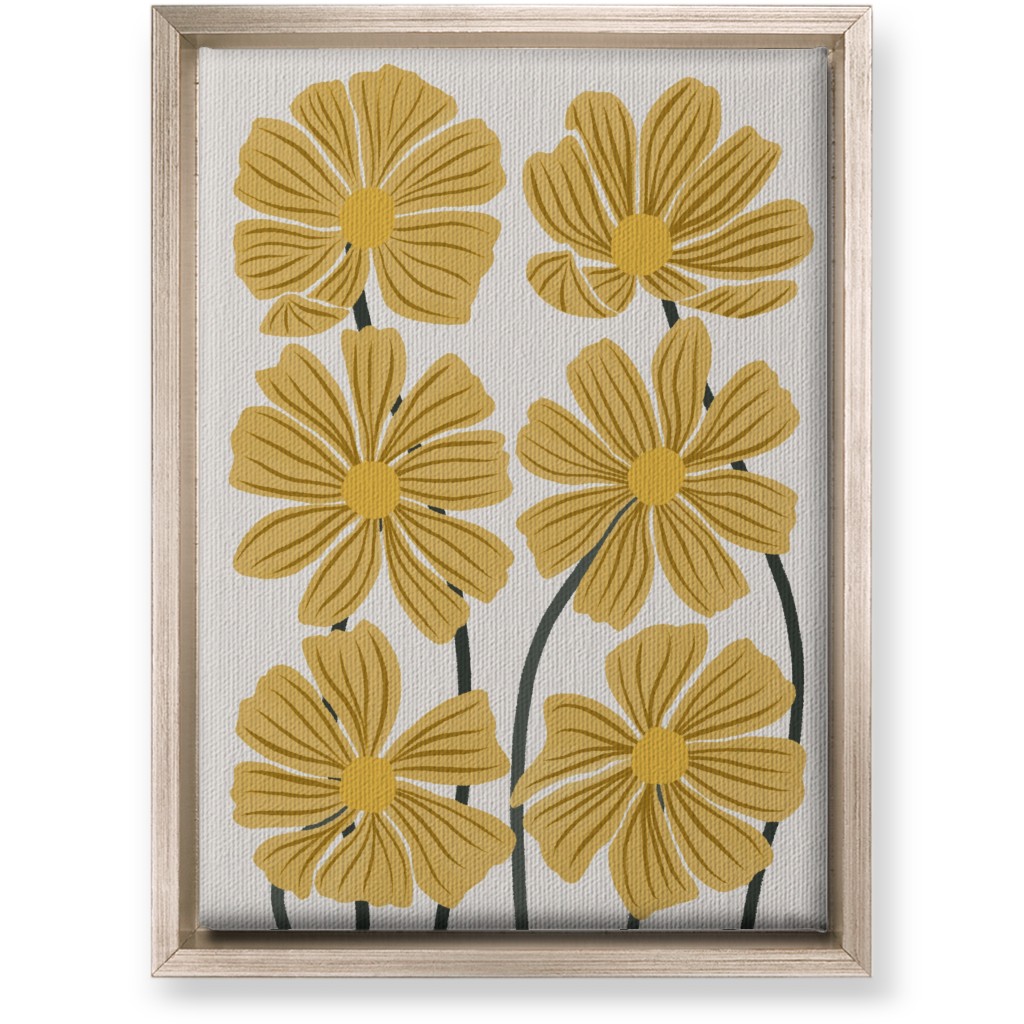 Botanical Cosmos Flowers Wall Art, Metallic, Single piece, Canvas, 10x14, Yellow, Golden
