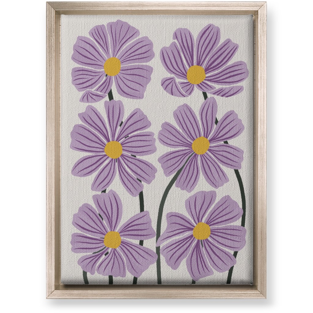Botanical Cosmos Flowers Wall Art, Metallic, Single piece, Canvas, 10x14, Purple