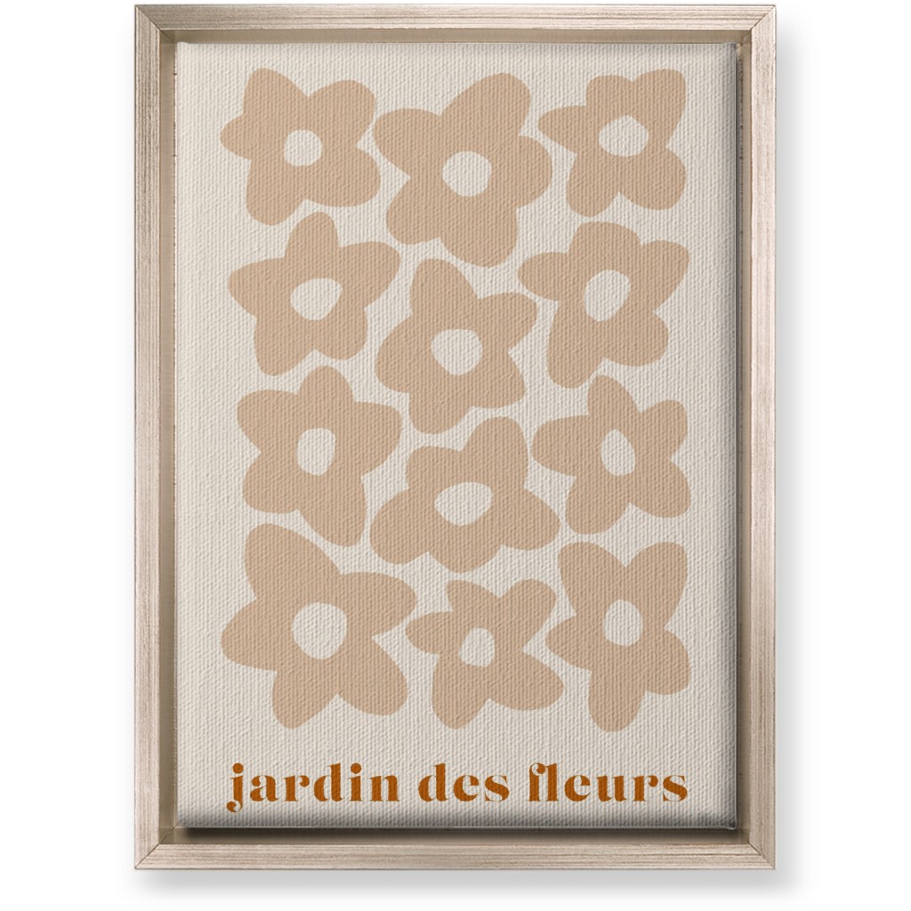 Botanical Graphic Retro Flower Garden Wall Art, Metallic, Single piece, Canvas, 10x14, Beige