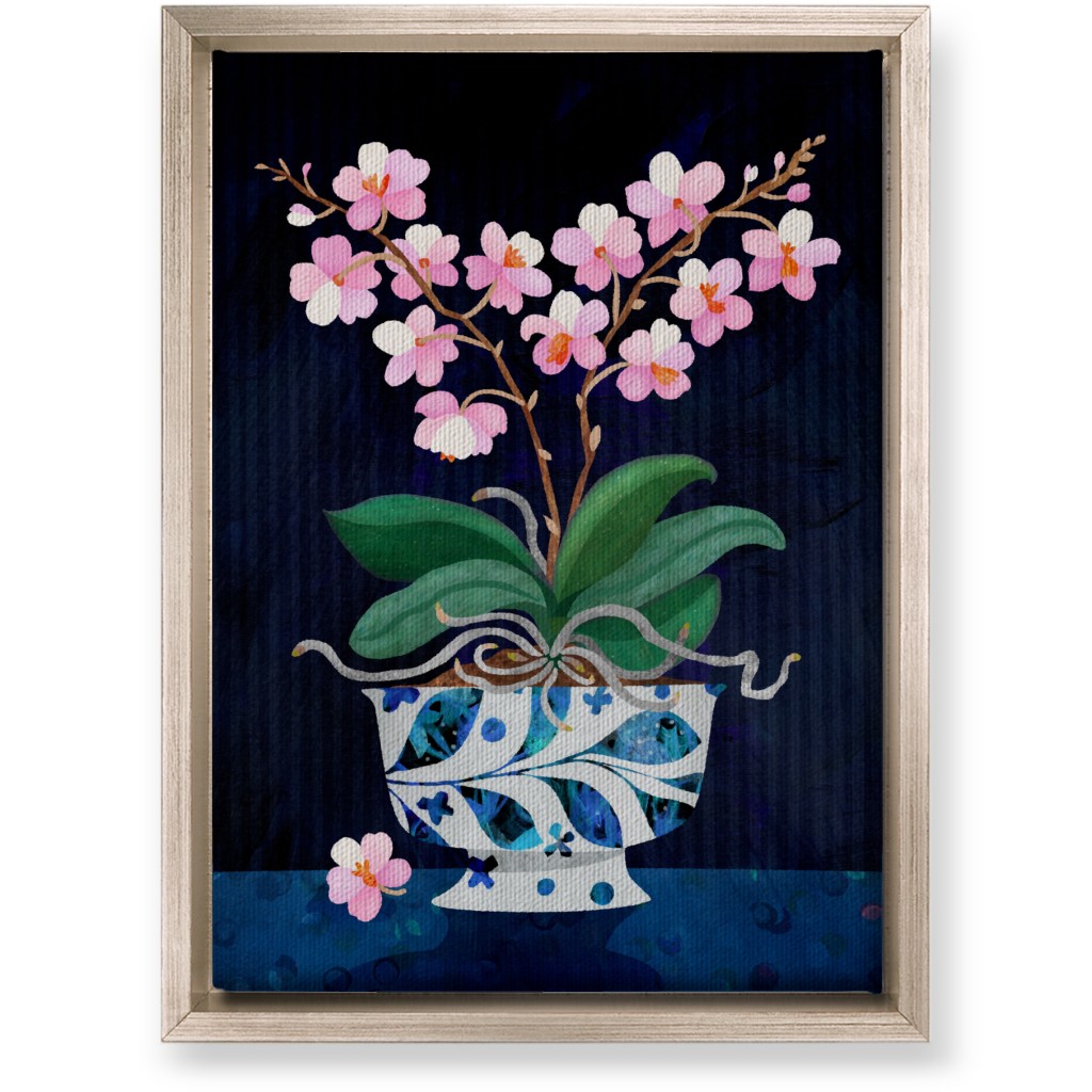 Orchid in Bloom - Dark Wall Art, Metallic, Single piece, Canvas, 10x14, Multicolor