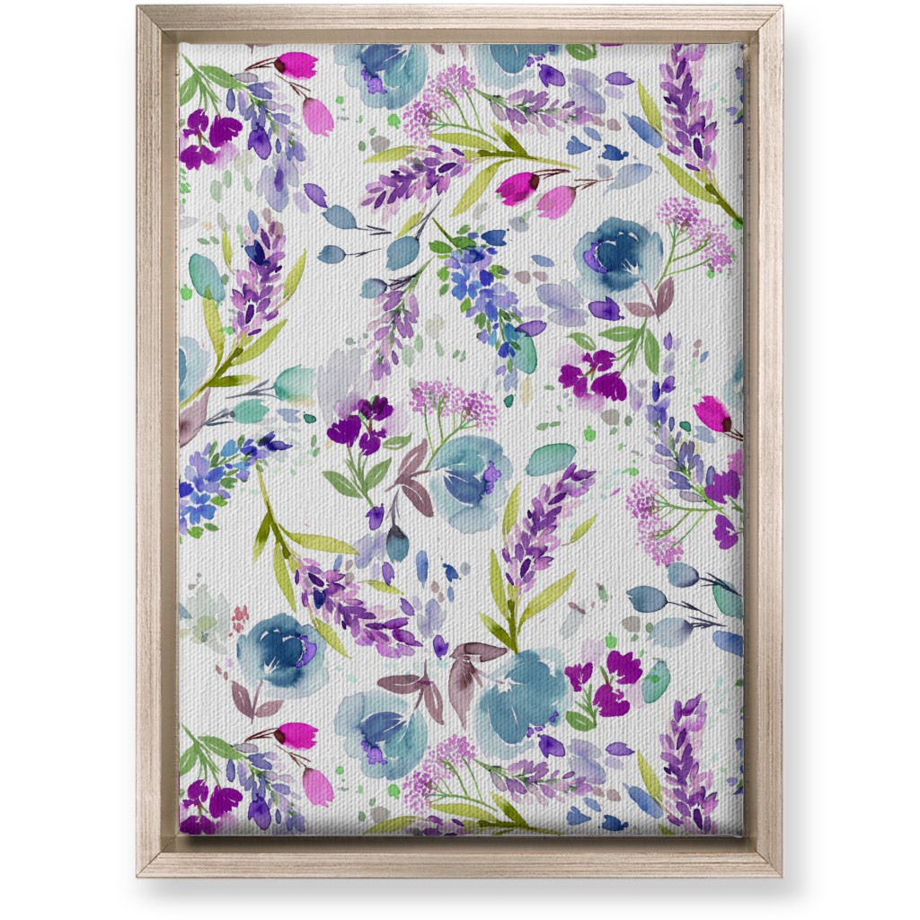 Lavender Bunches - Purple and Blue Wall Art, Metallic, Single piece, Canvas, 10x14, Purple