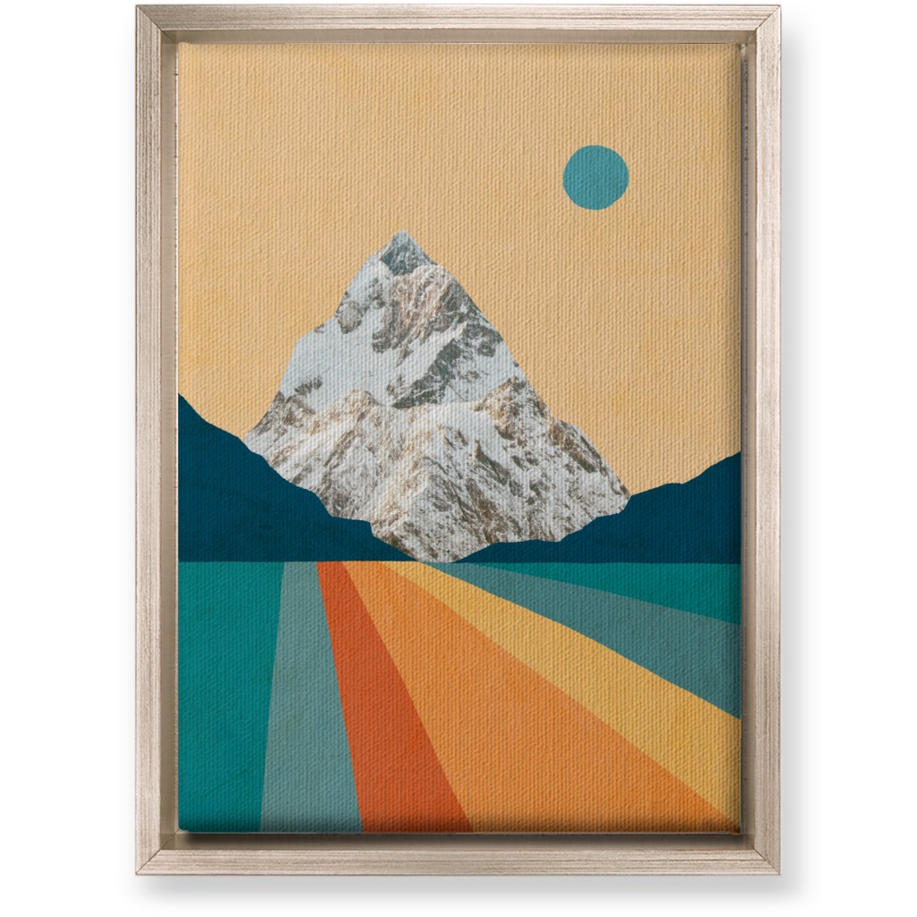 Retro Mountain - Multi Wall Art, Metallic, Single piece, Canvas, 10x14, Multicolor